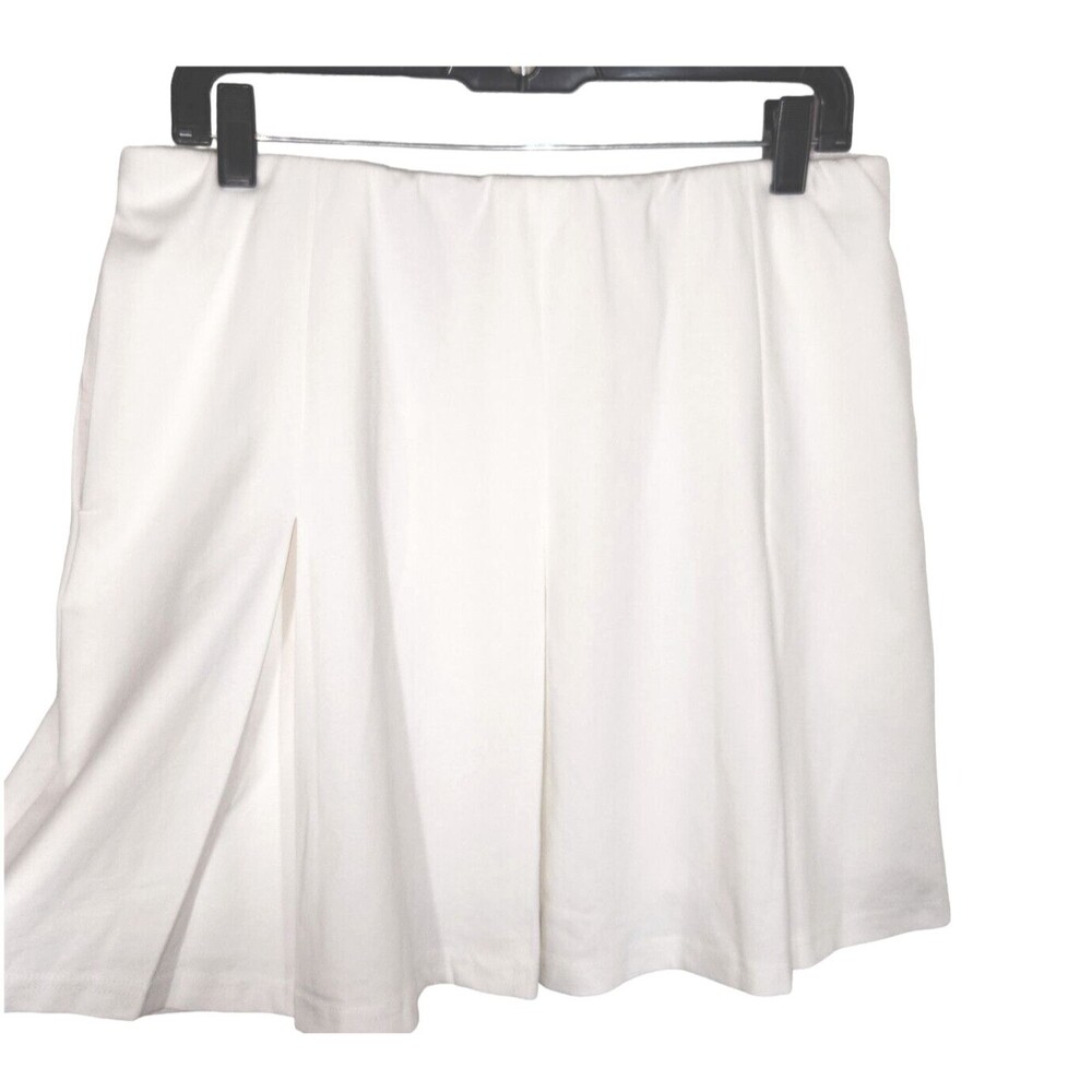 OGL White Pleated Cotton Blend Ponte Tennis Skort -Pockets- Size XL